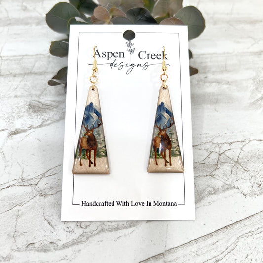 Resin Earrings- Elk Scenic