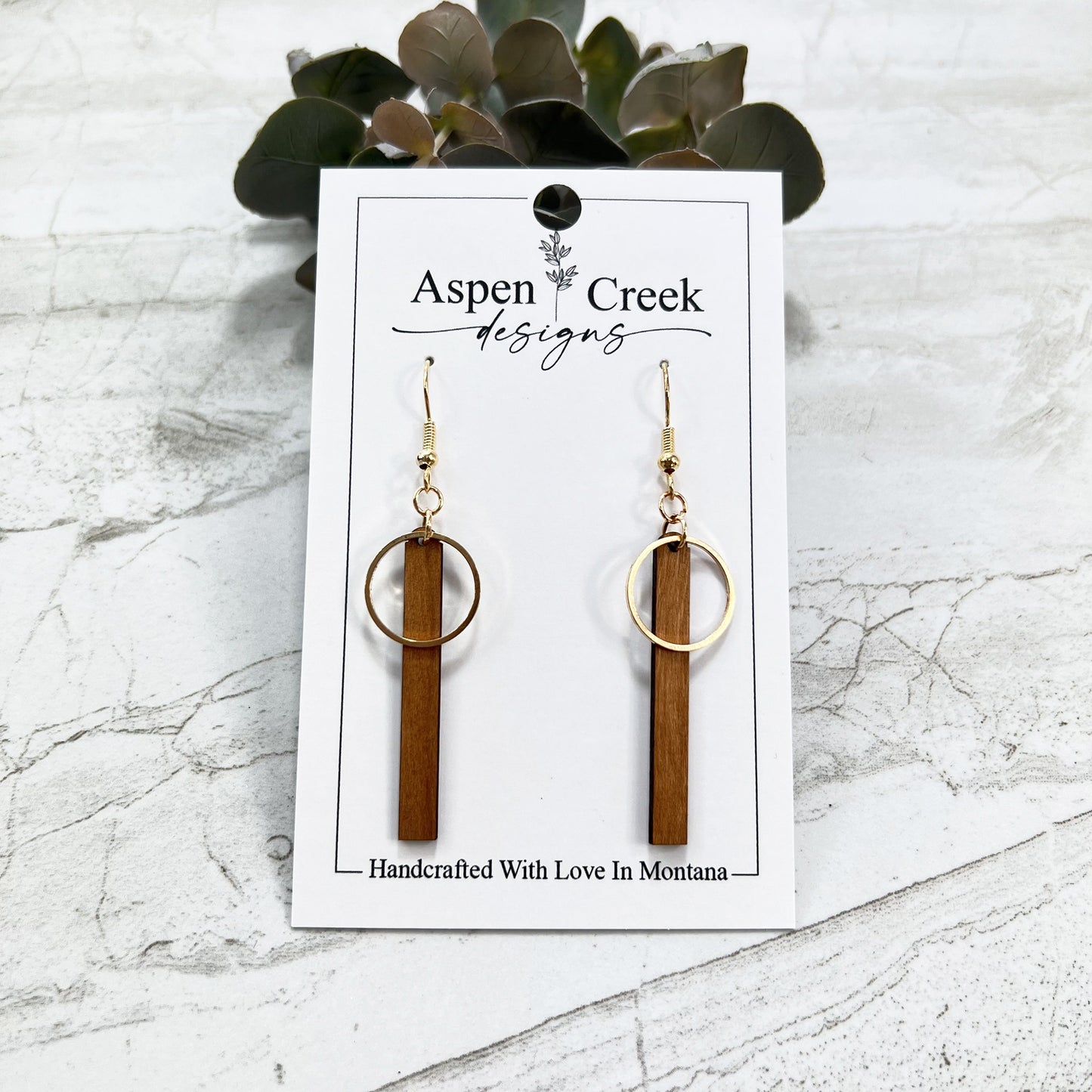 Wood & Wire Earrings- Cherry