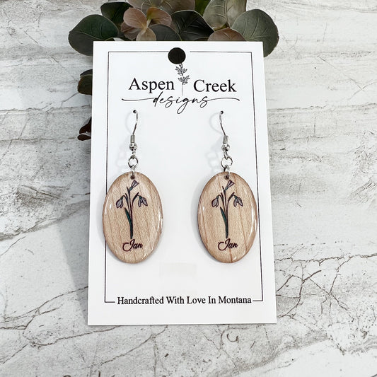 Resin Earrings- January Birth Flower