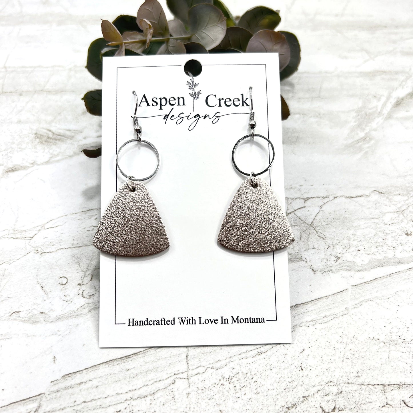 Leather & Wire Earrings- Brushed Gun Metal Metallic