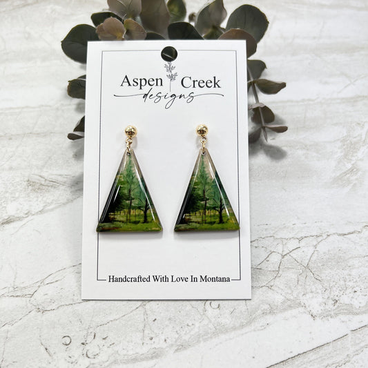 Resin Earrings- Trees Scenic