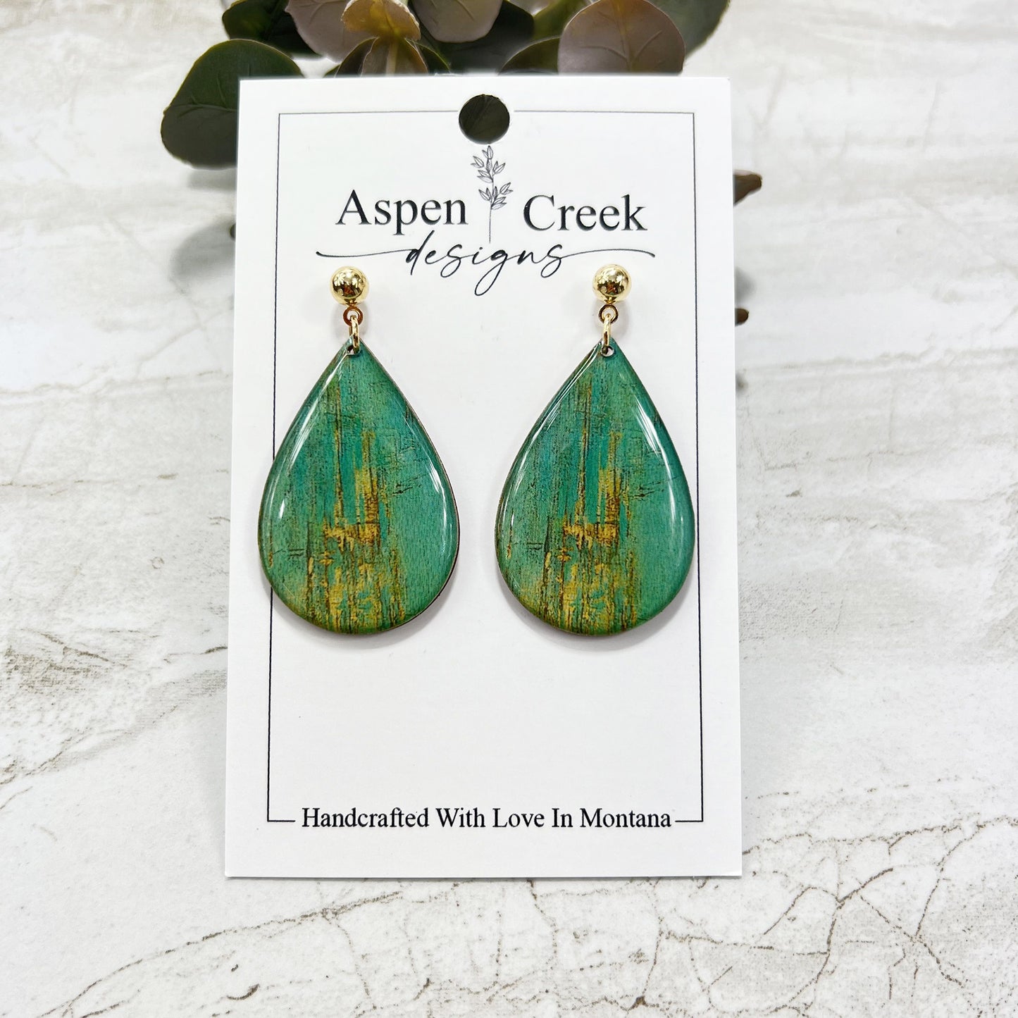 Resin Earrings- Turquoise Abstract