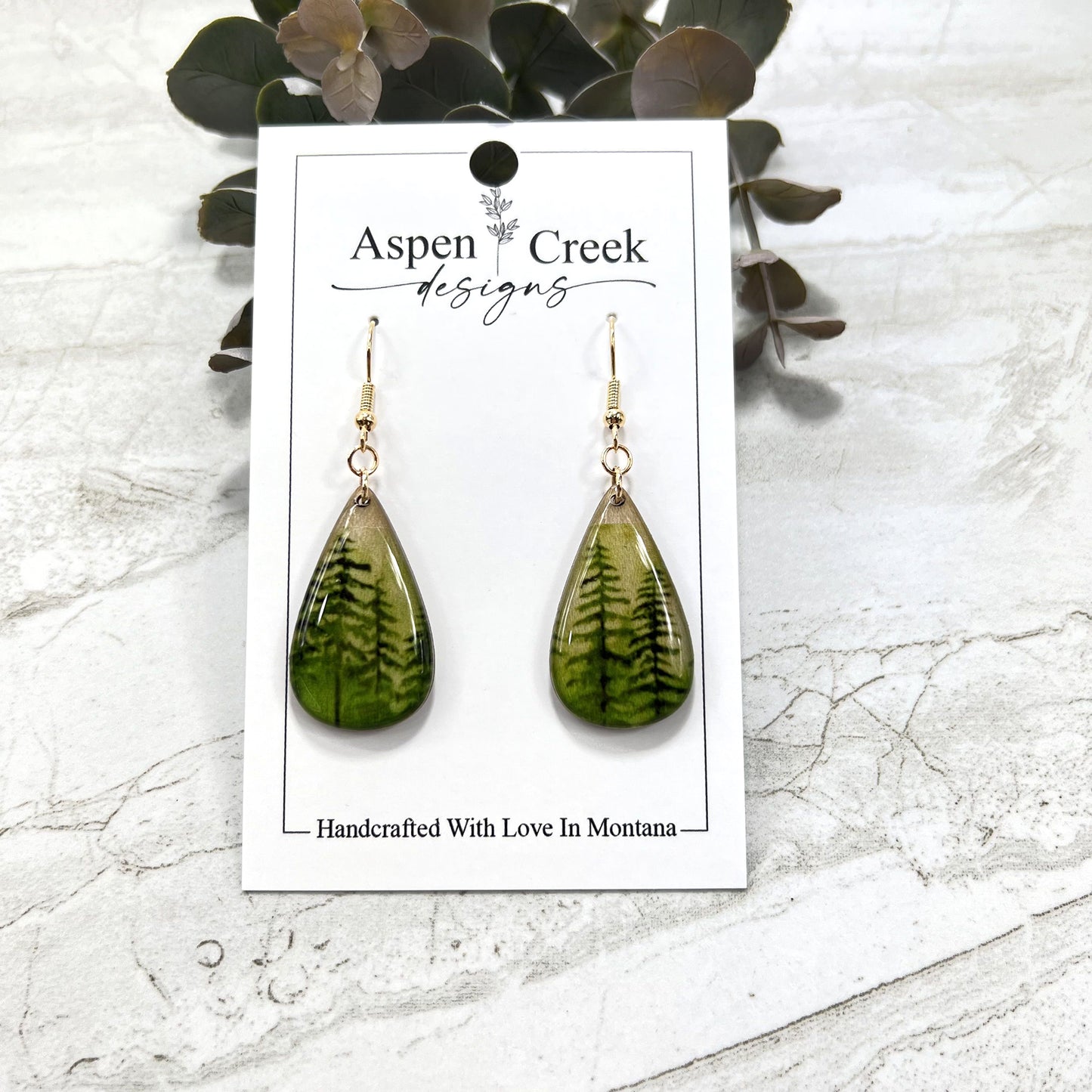 Resin Earrings- Trees Scenic