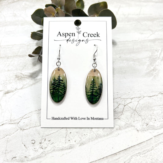 Resin Earrings- Trees Scenic