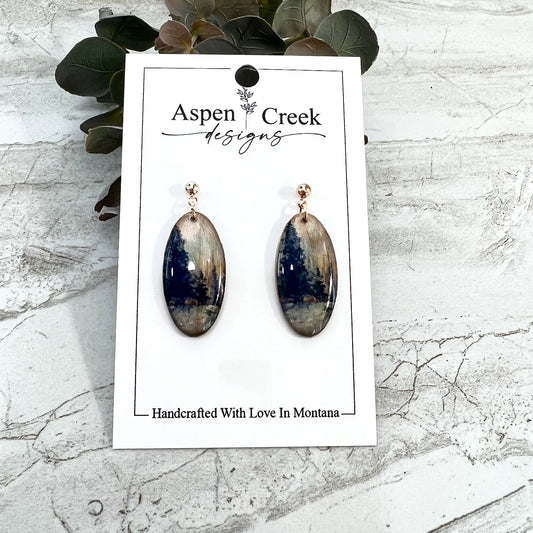 Resin Earrings- Trees Scenic