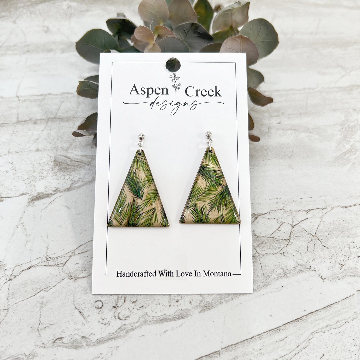 Resin Earrings- Pine Needles