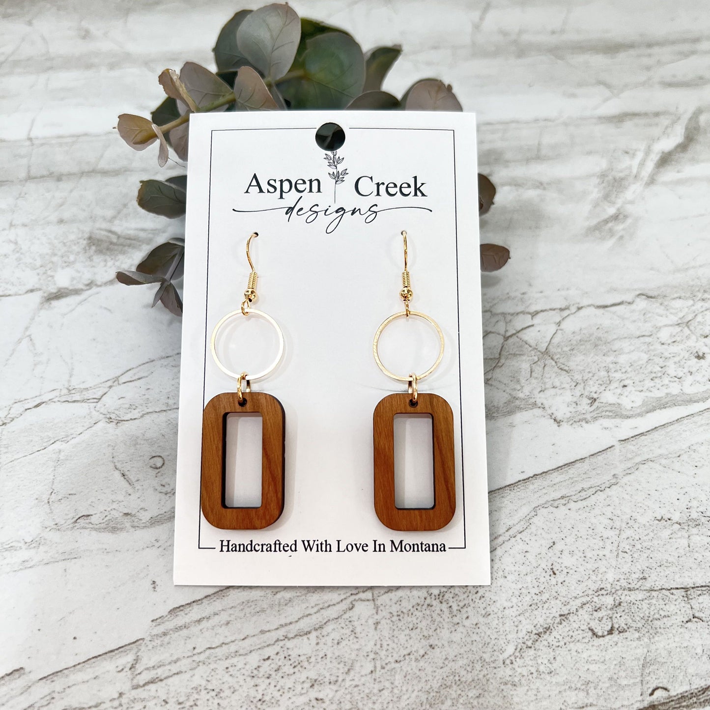 Wood & Wire Earrings- Cherry