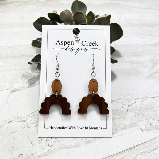 Wood Tier Earrings- Cherry & Walnut Wood