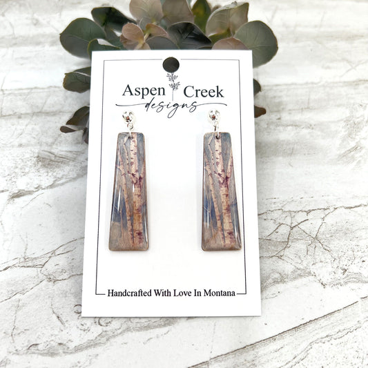 Resin Earrings- Birch Trees Scenic