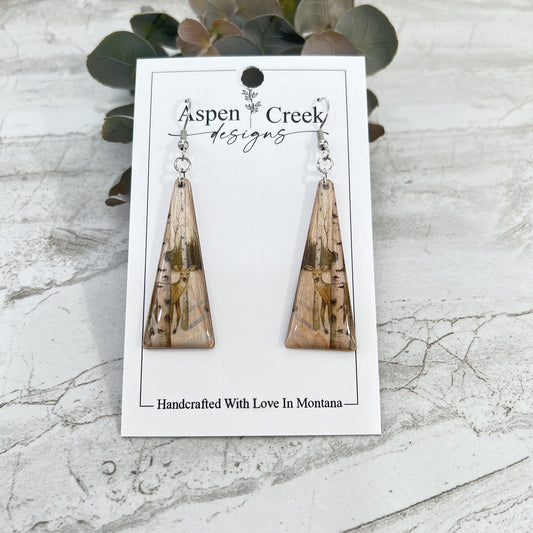 Resin Earrings- Deer In The Woods Scenic