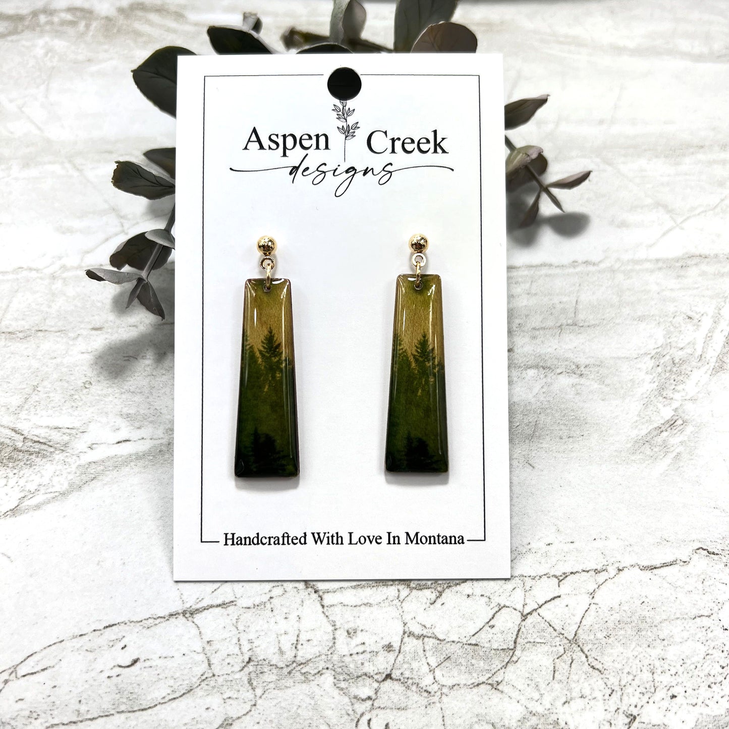 Resin Earrings- Trees Scenic