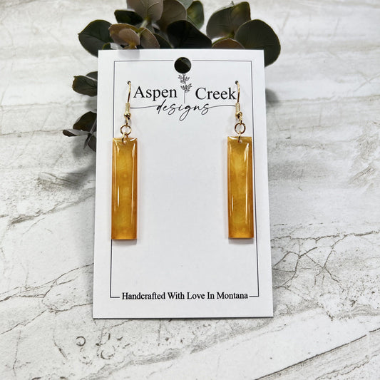 Resin Earrings- Yellow Abstract