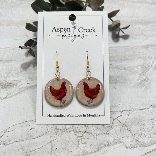 Resin Earrings- Rooster