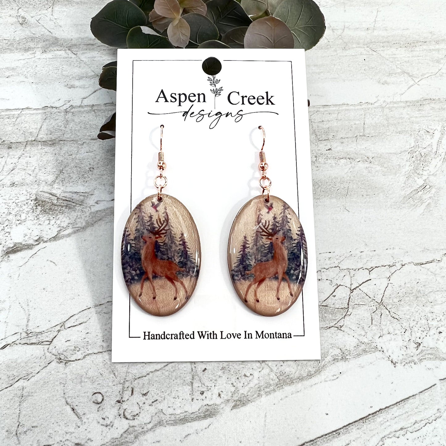 Resin Earrings- Deer Scenic