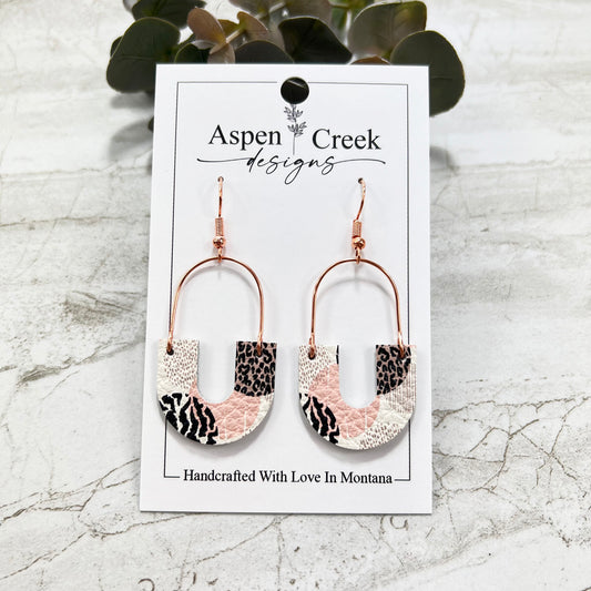 Leather & Wire Earrings- Leapard Spots