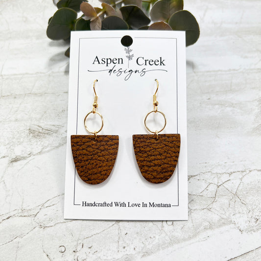 Leather & Wire Earrings- Distressed Brown