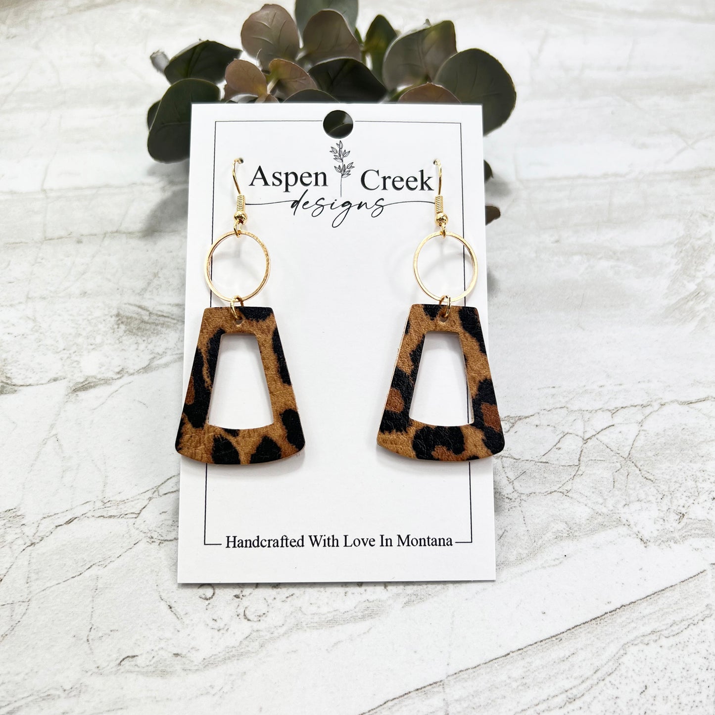 Leather & Wire Earrings- Chic Leopard