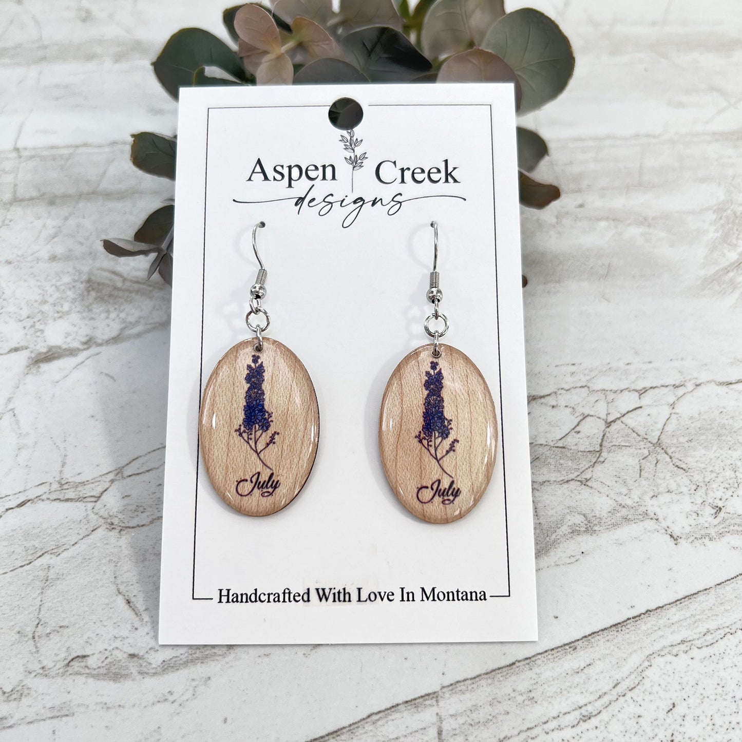 Resin Earrings- July Birth Flower