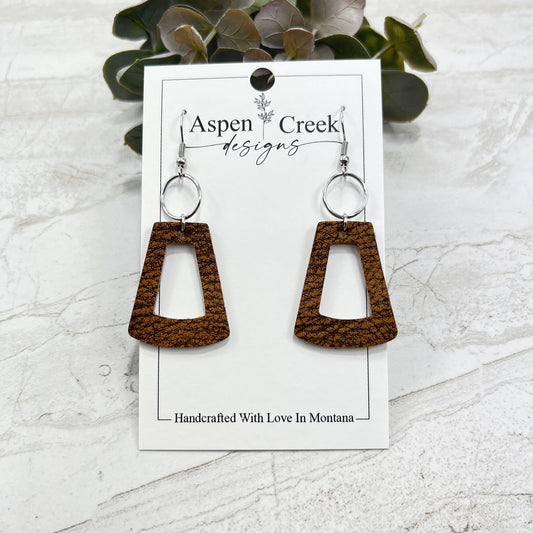 Leather & Wire Earrings- Distressed Brown