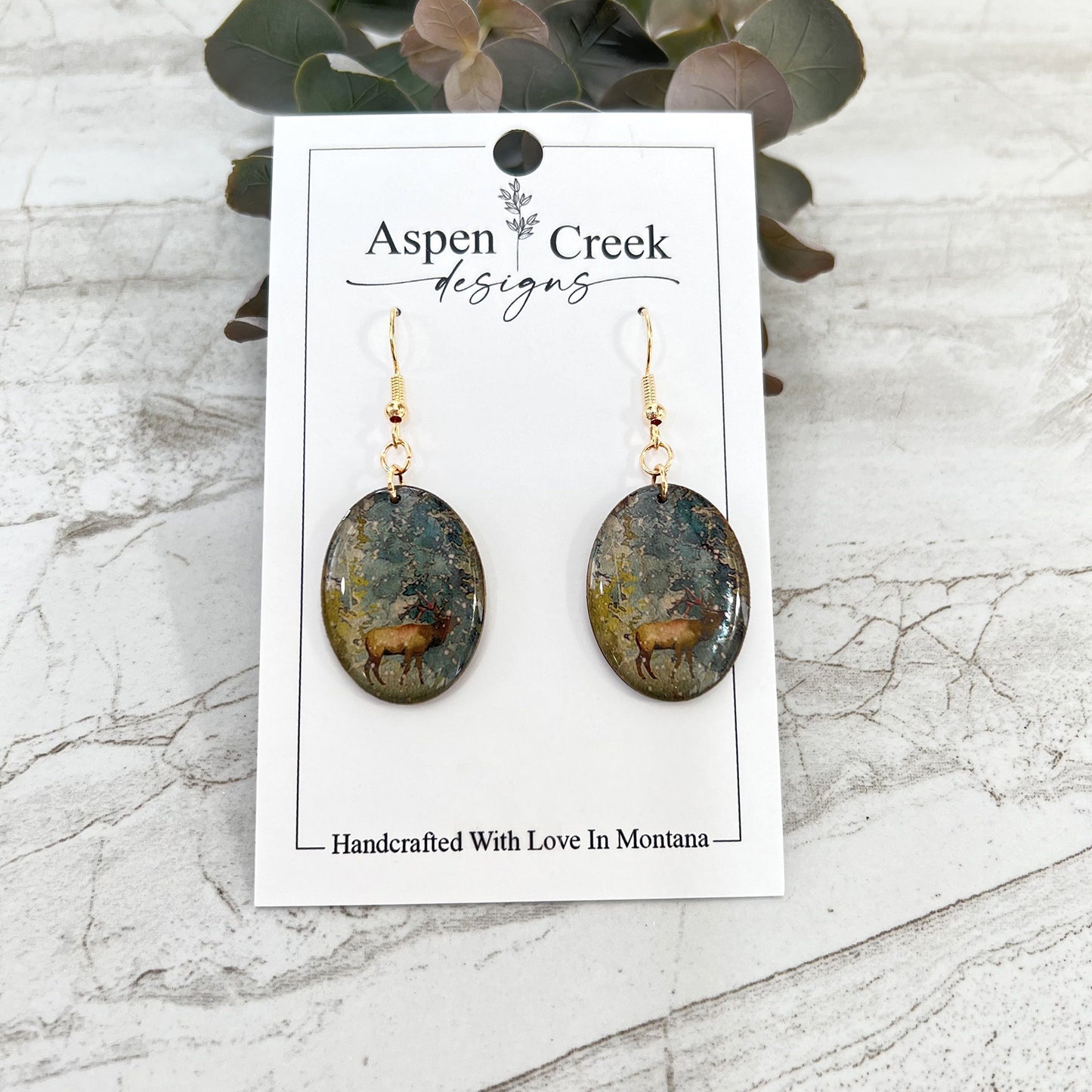 Resin Earrings- Bull Elk Scenic