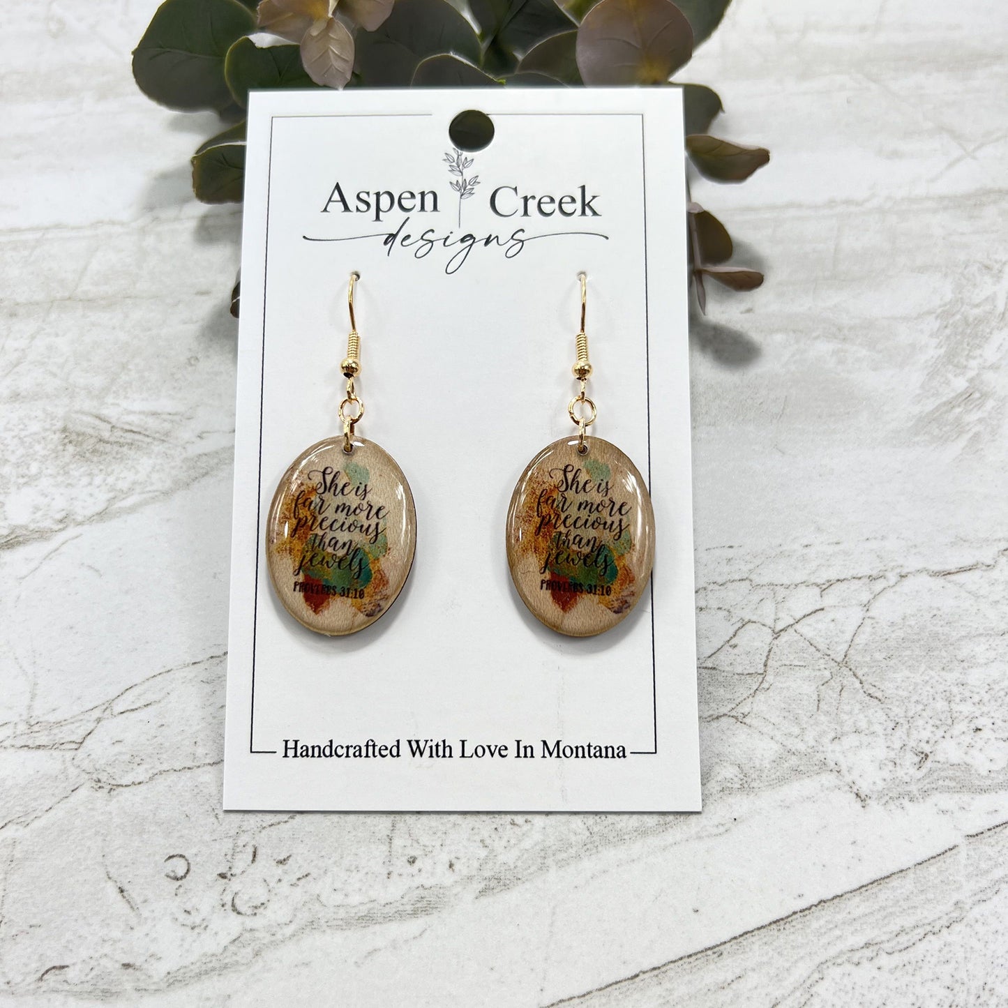 Resin Earrings- Proverbs 31:10