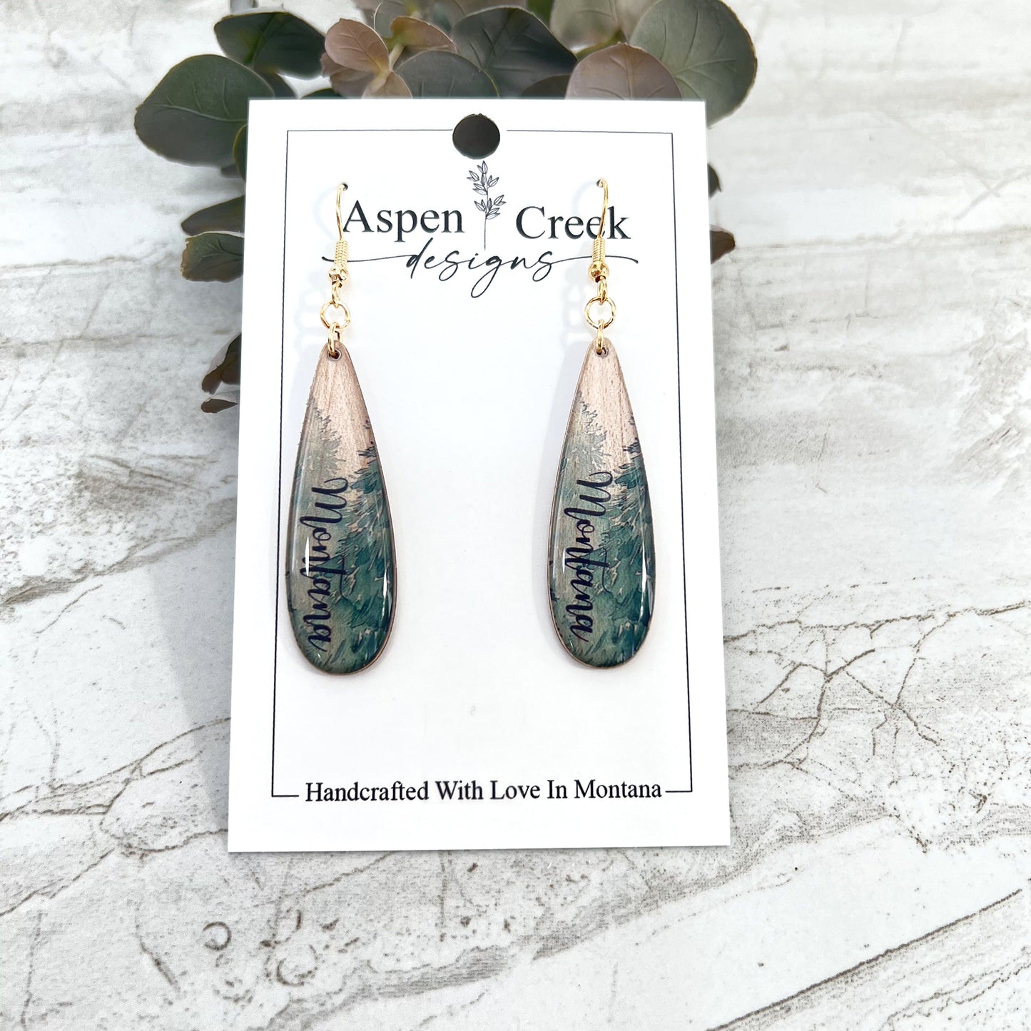 Resin Earrings- Montana Trees Scenic