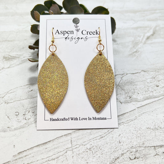 Leather & Wire Earrings- Gold Dust Sparkle