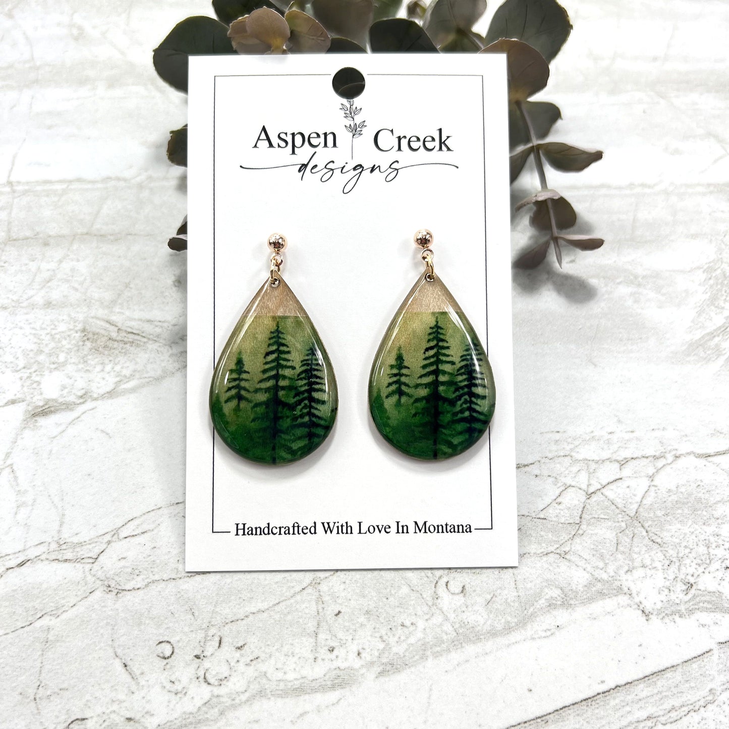 Resin Earrings- Trees Scenic