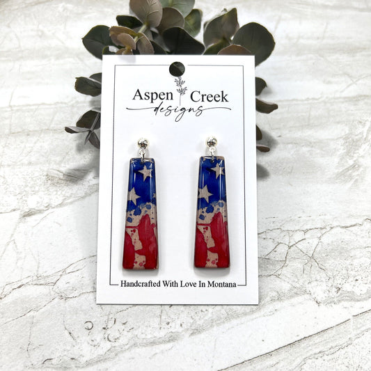 Resin Earrings- Flag Abstract