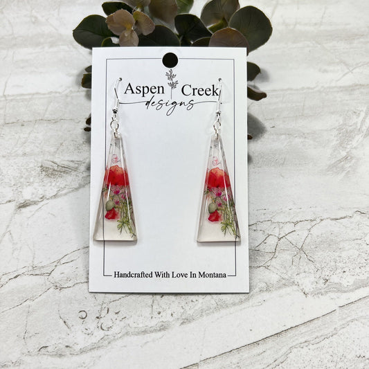 Resin Earrings- Pink Floral