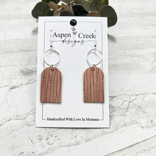 Leather & Wire Earrings- Nude Palm