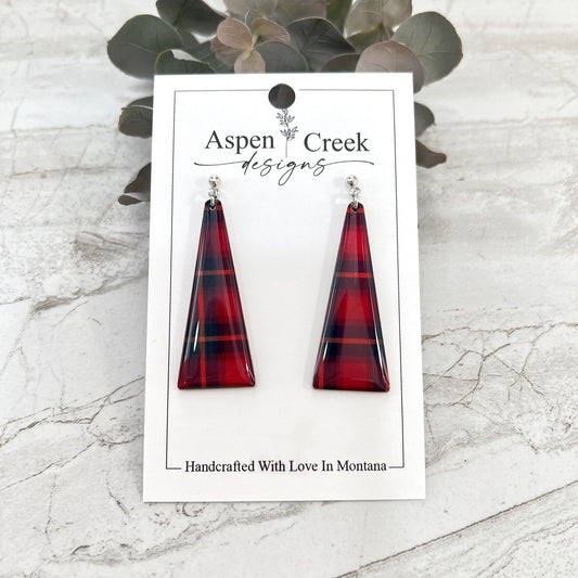 Resin Earrings- Plaid