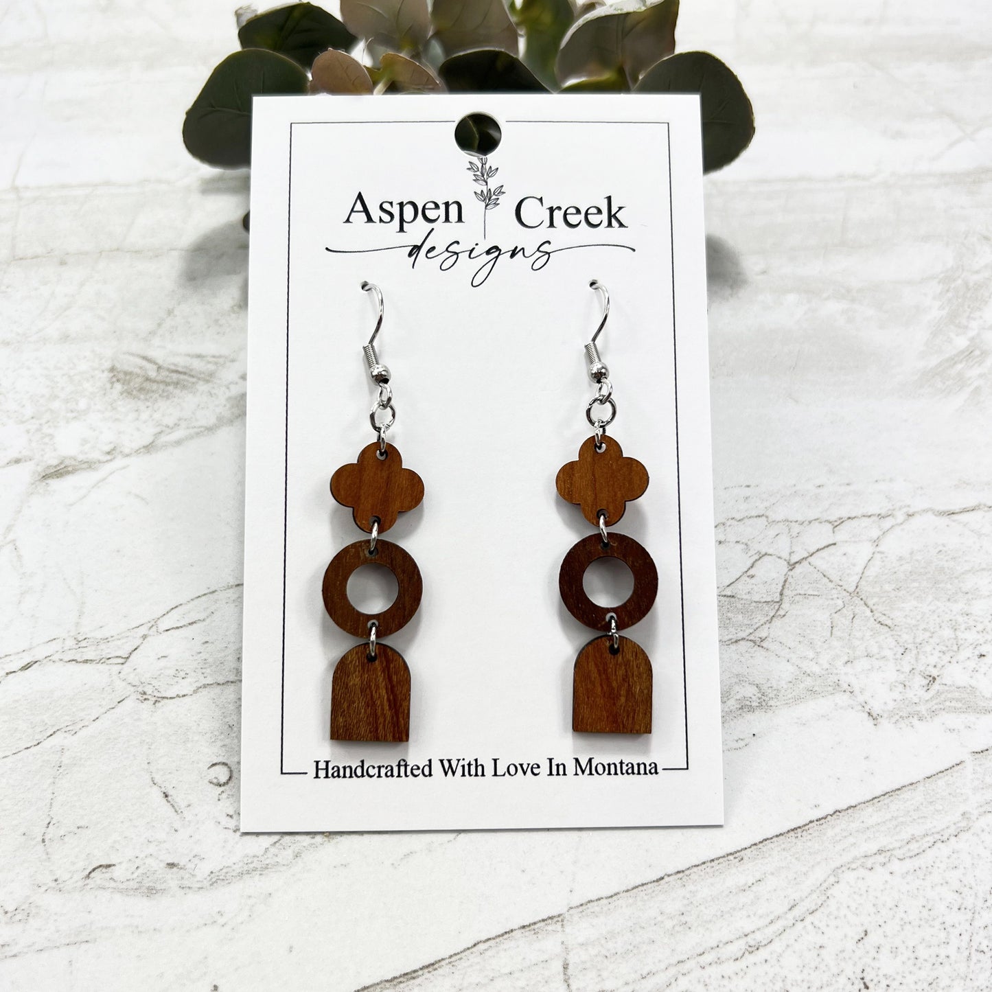 Wood Tier Earrings- Cherry & Walnut Wood