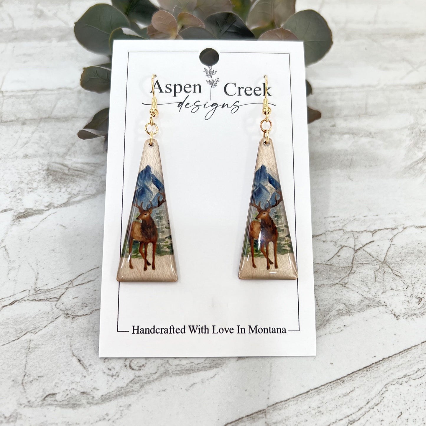 Resin Earrings- Bull Elk Scenic