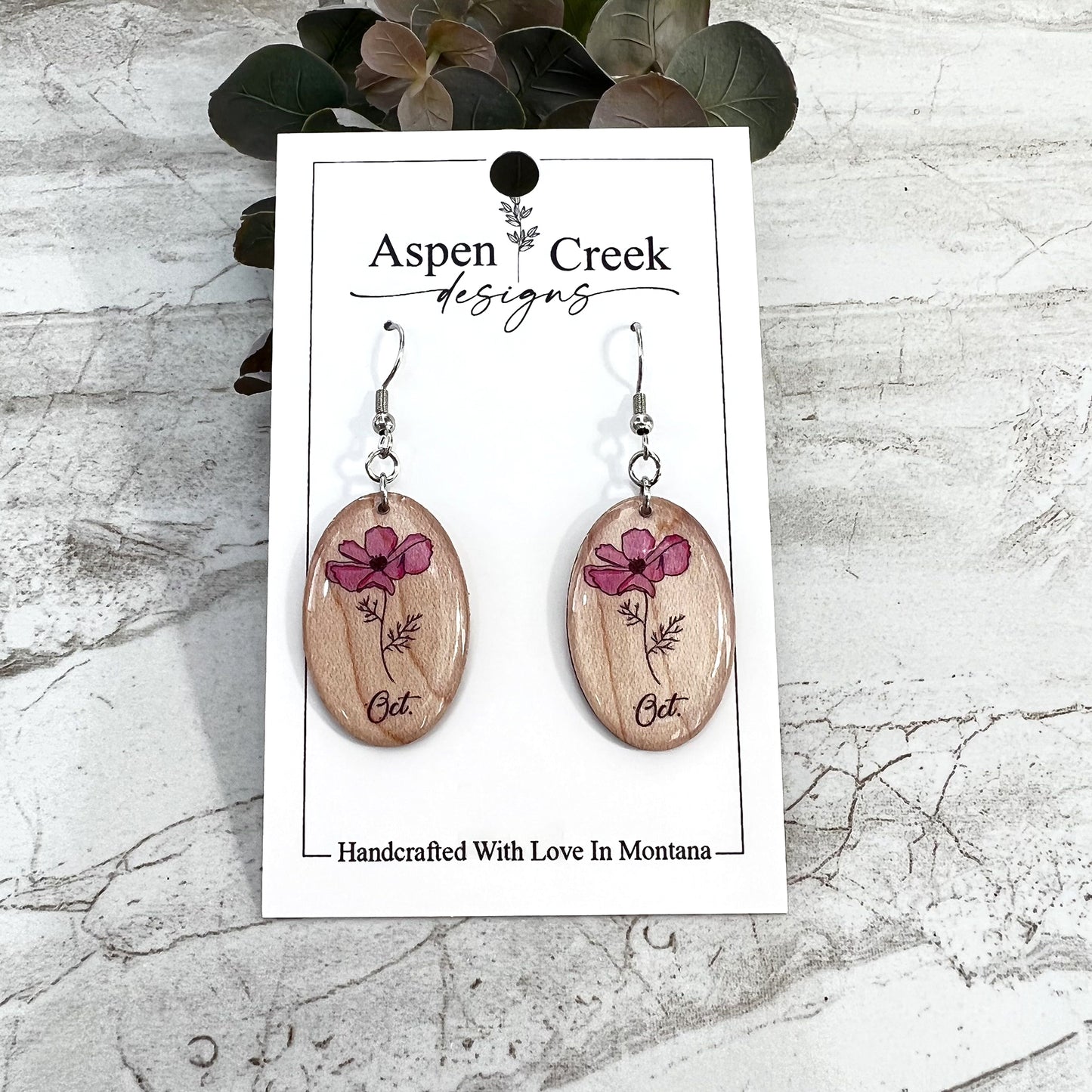 Resin Earrings- October Birth Flower