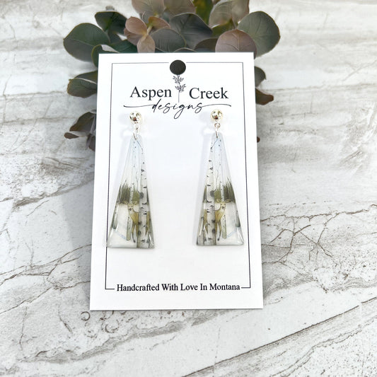 Resin Earrings- Deer In The Woods Scenic