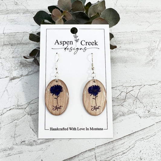 Resin Earrings- September Birth Flower