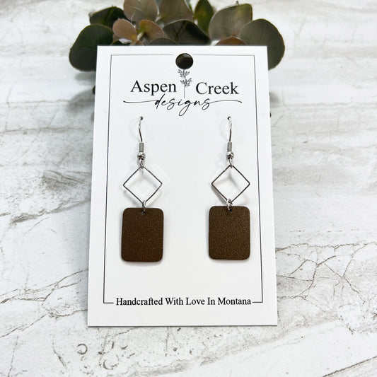 Leather & Wire Earrings- Bronze Metallic