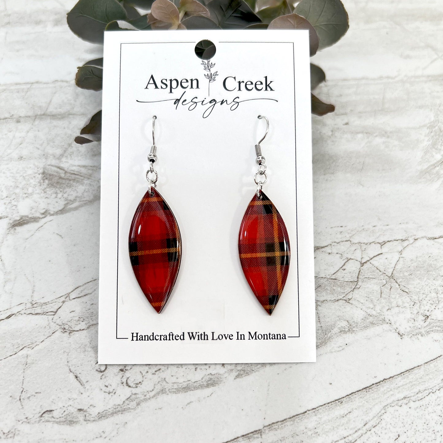 Resin Earrings- Plaid