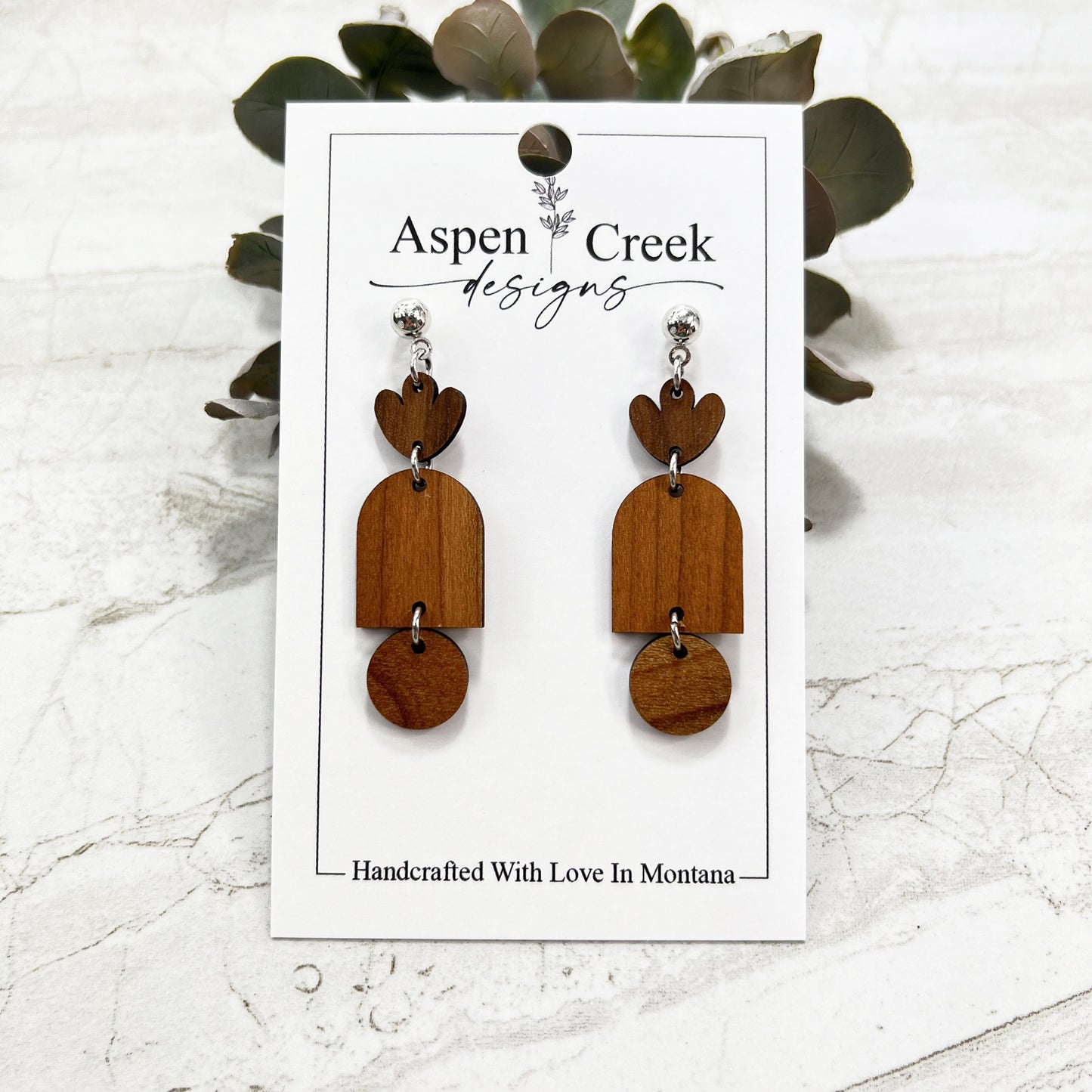 Wood Tier Earrings- Cherry & Walnut Wood