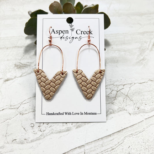 Leather & Wire Earrings- Nude Braid