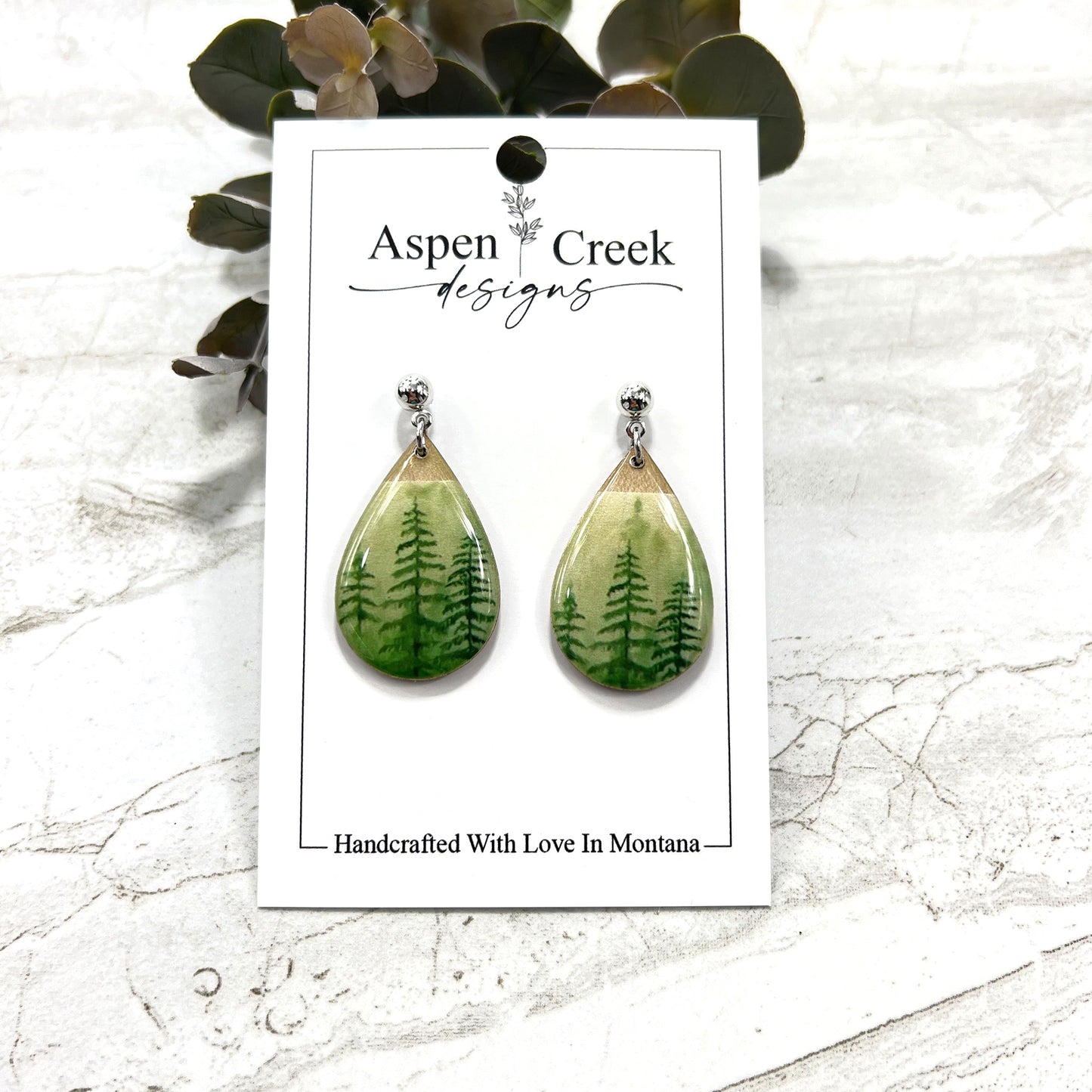 Resin Earrings- Trees Scenic