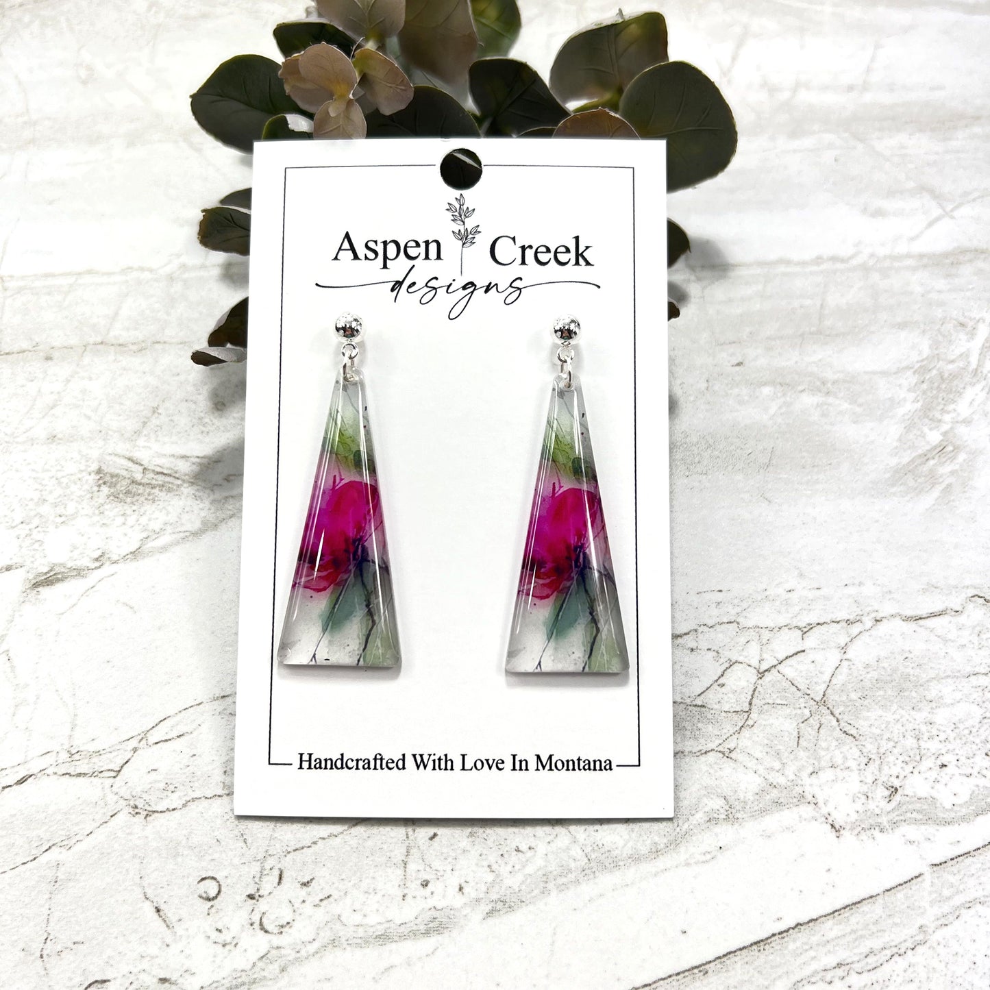 Resin Earrings- Pink Floral