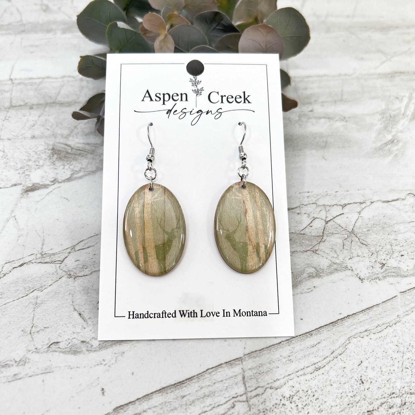 Resin Earrings- Deer In The Woods Scenic